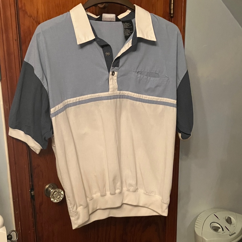 Classic Blue and White Men's Polo Shirt